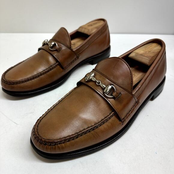 EXCELLENT Rancourt & Co. Horsebit Loafers UNWORN HEELS Tan Calf Handsewn USA 11 - Picture 6 of 12